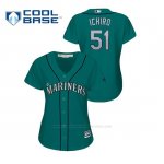 Camiseta Beisbol Mujer Seattle Mariners Ichiro Suzuki Cool Base Majestic Verde