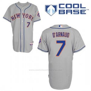 Camiseta Beisbol Hombre New York Mets Travis D'arnaud 7 Gris Cool Base