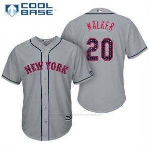 Camiseta Beisbol Hombre New York Mets 2017 Estrellas y Rayas Neil Walker Gris Cool Base