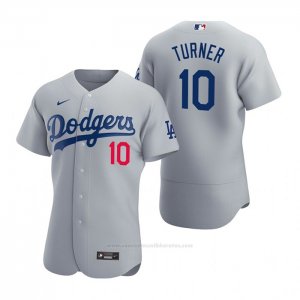 Camiseta Beisbol Hombre Los Angeles Dodgers Justin Turner Autentico 2020 Alterno Gris