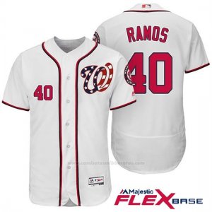 Camiseta Beisbol Hombre Washington Nationals 40 Wilson Ramos Blanco 2017 Flex Base