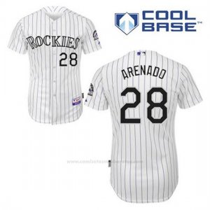 Camiseta Beisbol Hombre Colorado Rockies Nolan Arenado 28 Blanco 1ª Cool Base