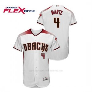Camiseta Beisbol Hombre Arizona Diamondbacks Ketel Marte 150th Aniversario Patch Autentico Flex Base Blanco Rojo