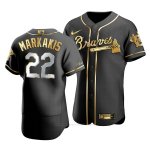 Camiseta Beisbol Hombre Atlanta Braves Nick Markakis Golden Edition Autentico Negro Oro