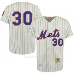 Camiseta Beisbol Hombre New York Mets 30 Nolan Ryan Crema Turn Back The Clock