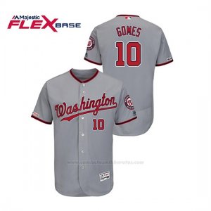 Camiseta Beisbol Hombre Washington Nationals Yan Gomes 150th Aniversario Patch Autentico Flex Base Gris