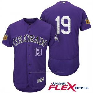 Camiseta Beisbol Hombre Colorado Rockies Charlie Negromon 19 Violeta 2017 Entrenamiento de Primavera Flex Base Jugador