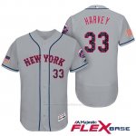 Camiseta Beisbol Hombre New York Mets 2017 Estrellas y Rayas Matt Harvey Gris Flex Base