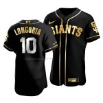 Camiseta Beisbol Hombre San Francisco Giants Evan Longoria Golden Edition Autentico Negro