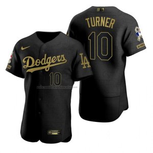 Camiseta Beisbol Hombre Los Angeles Dodgers Justin Turner Negro 2021 Salute To Service