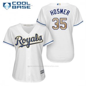 Camiseta Beisbol Mujer Kansas City Royals 35 Eric Hosmer Blanco 2017 Cool Base