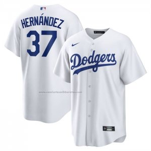 Camiseta Beisbol Hombre Los Angeles Dodgers Teoscar Hernandez Primera Replica Blanco