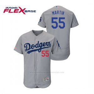 Camiseta Beisbol Hombre Los Angeles Dodgers Russell Martin 150th Aniversario Patch Flex Base Gris