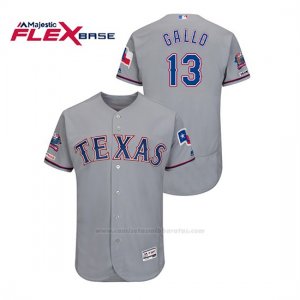 Camiseta Beisbol Hombre Texas Rangers Joey Gallo 150th Aniversario Patch Autentico Flex Base Gris