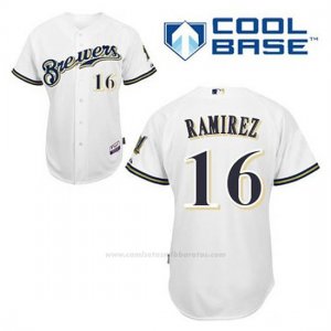 Camiseta Beisbol Hombre Milwaukee Brewers Aramis Ramirez 16 Blanco 1ª Cool Base