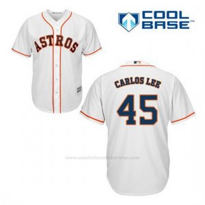 Camiseta Beisbol Hombre Houston Astros Carlos Lee 45 Blanco 1ª Cool Base