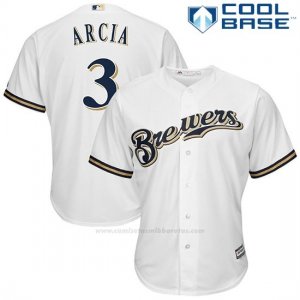 Camiseta Beisbol Hombre Milwaukee Brewers Orlando Arcia Blanco Cool Base