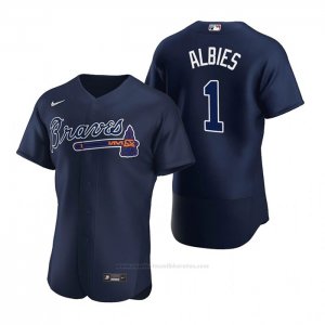 Camiseta Beisbol Hombre Atlanta Braves Ozzie Albies Autentico 2020 Alterno Azul