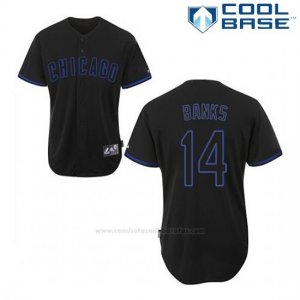 Camiseta Beisbol Hombre Chicago Cubs 14 Ernie Banks Negro Fashion Cool Base