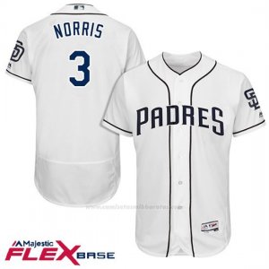 Camiseta Beisbol Hombre San Diego Padres 3 Derek Norris Blanco 2017 Flex Base