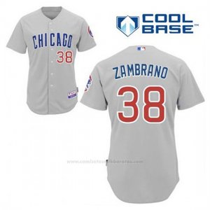 Camiseta Beisbol Hombre Chicago Cubs 38 Carlos Zambrano Gris Cool Base