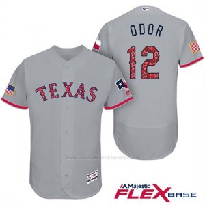 Camiseta Beisbol Hombre Texas Rangers 2017 Estrellas y Rayas Rougned Odor Gris Flex Base