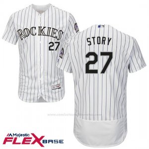 Camiseta Beisbol Hombre Colorado Trevor Story 27 Blanco Flex Base Autentico Coleccion