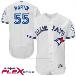 Camiseta Beisbol Hombre Toronto Blue Jays Russell Martin 55 Blanco Flex Base Autentico Coleccion 40 Aniversario