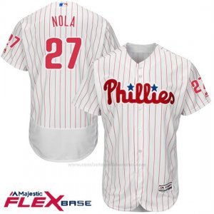 Camiseta Beisbol Hombre Philadelphia Phillies Aaron Nola Blanco Flex Base Autentico Coleccion