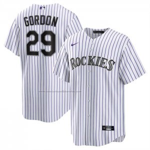 Camiseta Beisbol Hombre Colorado Rockies Tanner Gordon Primera Replica Blanco Camiseta Beisbol Hombre Colorado Rockies Tanner Gordon Primera Replica Blanco
