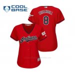 Camiseta Beisbol Mujer Cleveland Indians Lonnie Chisenhall 2019 All Star Game Patch Cool Base Rojo