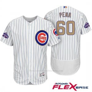 Camiseta Beisbol Hombre Chicago Cubs 60 Felix Pena Blanco Oro Program Flex Base