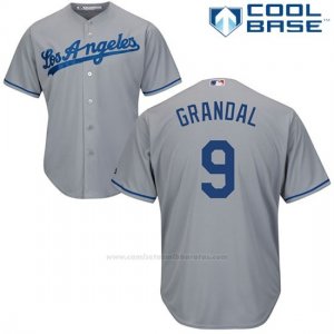 Camiseta Beisbol Hombre Los Angeles Dodgers 9 Yasmani Grandal Cool Base Gris