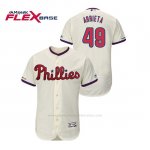 Camiseta Beisbol Hombre Philadelphia Phillies Jake Arrieta 150th Aniversario Patch Flex Base Crema