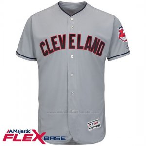 Camiseta Beisbol Hombre Cleveland Indians Blank Gris Flex Base Autentico Coleccion