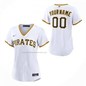 Camiseta Beisbol Mujer Pittsburgh Pirates Primera Replica Personalizada Blanco