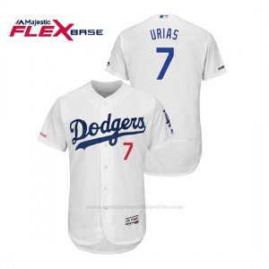 Camiseta Beisbol Hombre Los Angeles Dodgers Julio Urias 150th Aniversario Patch Flex Base Blanco