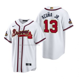 Camiseta Beisbol Hombre Atlanta Braves Ronald Acuna Jr. 2022 Gold Program Replica Blanco