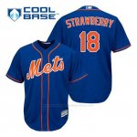 Camiseta Beisbol Hombre New York Mets Darryl Strawberry 18 Azul Alterno 1ª Cool Base
