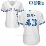 Camiseta Beisbol Mujer Toronto Blue Jays Ra Dickey Cool Base Blanco