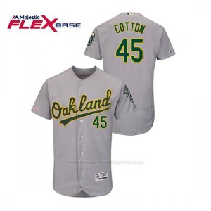 Camiseta Beisbol Hombre Oakland Athletics Jharel Cotton 150th Aniversario Patch Autentico Flex Base Gris