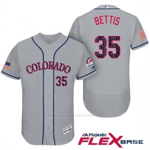 Camiseta Beisbol Hombre Colorado Rockies 2017 Estrellas y Rayas Chad Bettis 35 Gris Flex Base