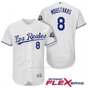 Camiseta Beisbol Hombre Kansas City Royals Mike Moustakas Blanco 50th Season Spanish Flex Base