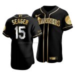 Camiseta Beisbol Hombre Seattle Mariners Kyle Seager Golden Edition Autentico Negro