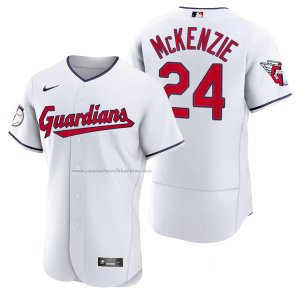 Camiseta Beisbol Hombre Cleveland Guardians Triston Mckenzie Autentico Primera Blanco