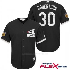 Camiseta Beisbol Hombre Chicago White Sox 30 David Robertson Negro 2017 Entrenamiento de Primavera Flex Base Jugador