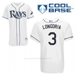 Camiseta Beisbol Hombre Tampa Bay Rays Evan Longoria 3 Blanco 1ª Cool Base