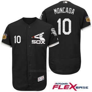 Camiseta Beisbol Hombre Chicago White Sox Yoan Moncada 10 Negro 2017 Entrenamiento de Primavera Flex Base