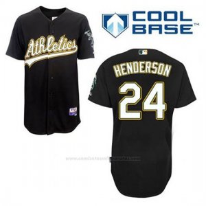Camiseta Beisbol Hombre Oakland Athletics Rickey Henderson 24 Negro Cool Base