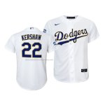 Camiseta Beisbol Nino Los Angeles Dodgers Clayton Kershaw 2021 Gold Program Replica Blanco